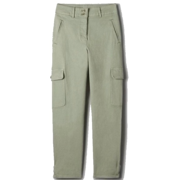 Aritzia Wilfred Free Modern Cargo Pants Storm Green 16 - Cotton Stretch Khaki - Picture 12 of 12